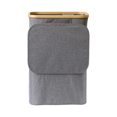 Gambar Stora Keranjang Laundry Bamboo 40.5x33x65 cm - Abu-Abu