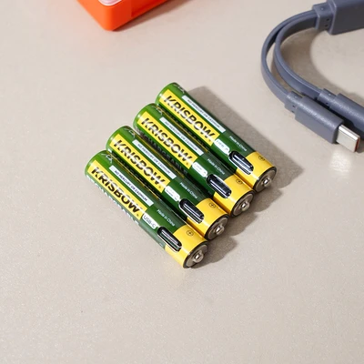 Gambar Krisbow Baterai Rechargeable AAA USB-C Set 4 pcs - Hijau