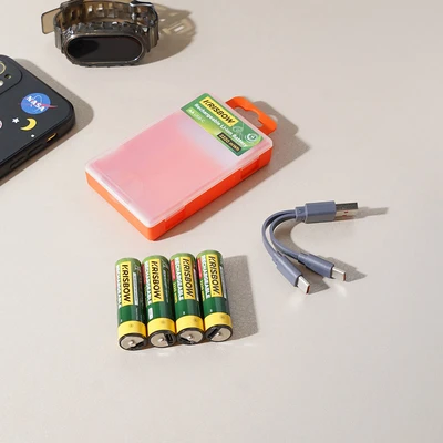 Gambar Krisbow Baterai Rechargeable AA USB-C Set 4 pcs - Hijau