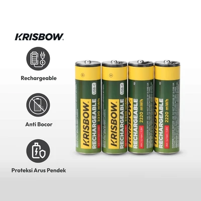 Gambar Krisbow Baterai Rechargeable AA USB-C Set 4 pcs - Hijau
