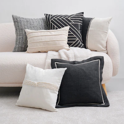 Gambar Informa Natural Monochrome Sarung Bantal Sofa Polyester 45x45 cm - Abu-abu