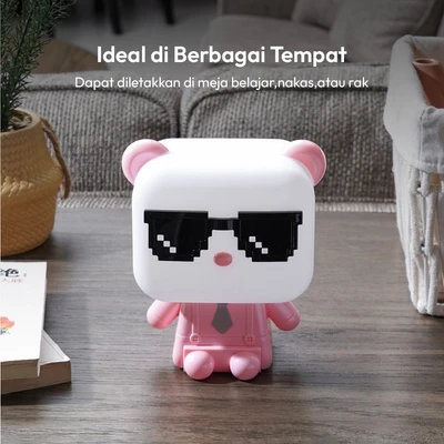 Gambar Eglare Lampu Meja E14 Cube Bear - Pink