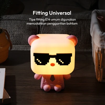 Gambar Eglare Lampu Meja E14 Cube Bear - Pink