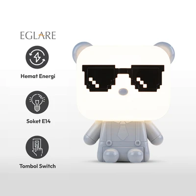 Gambar Eglare Lampu Meja Cube Bear E14 - Abu-abu