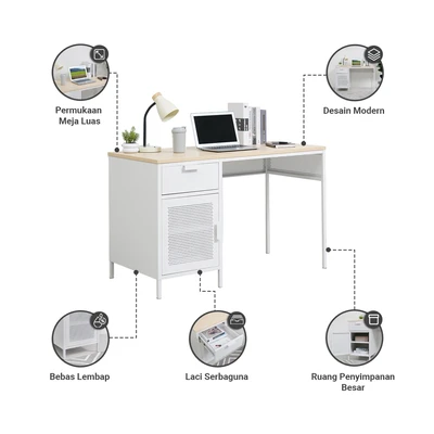 Gambar Informa Kana Meja Kantor - Putih/Cokelat Beech