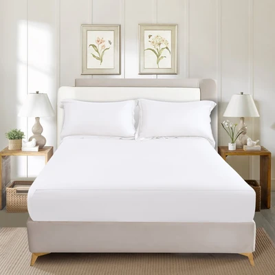 Gambar Informa 200x200 cm Seprai Super King 460 TC Fitted A White - Tencel Lyocell