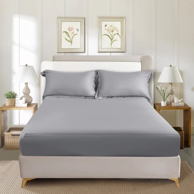 Gambar Informa 160x200 cm Seprai Queen 460 TC Fitted C Grey - Tencel Lyocell