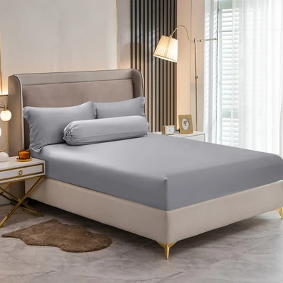 Gambar Informa 160x200 cm Seprai Queen 460 TC Fitted C Grey - Tencel Lyocell