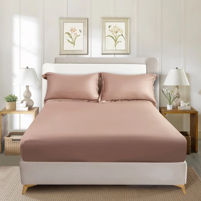 Gambar Informa 160x200 cm Seprai Queen 460 TC Fitted C Brown - Tencel Lyocell