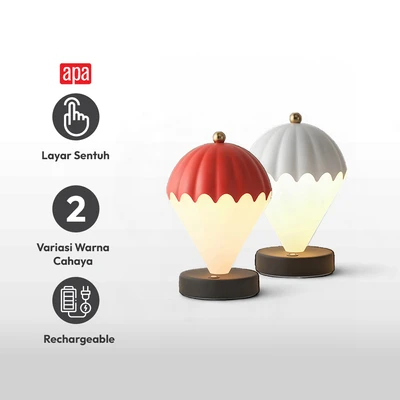 Gambar APA Lampu Meja LED 3 Warna Rechargeable Air Baloon - Merah