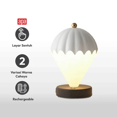 Gambar APA Lampu Meja LED 3 Warna Rechargeable Air Baloon - Putih