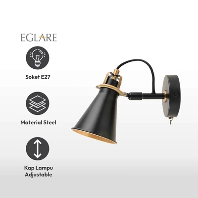 Gambar Eglare Tica Lampu Dinding E27 - Hitam