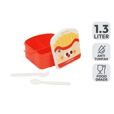 Gambar Ataru Kotak Makan 3 Sekat Fries 1.3 Liter - Merah
