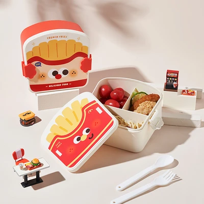 Gambar Ataru Kotak Makan 3 Sekat Fries 1.3 Liter - Merah