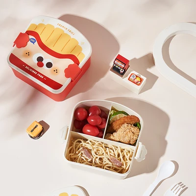 Gambar Ataru Kotak Makan 3 Sekat Fries 1.3 Liter - Merah