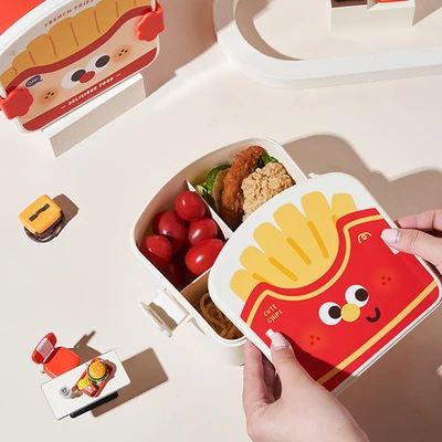 Gambar Ataru Kotak Makan 3 Sekat Fries 1.3 Liter - Merah