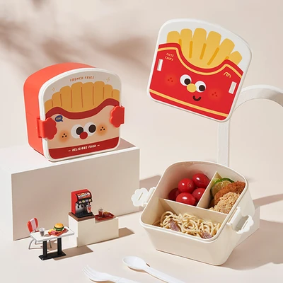 Gambar Ataru Kotak Makan 3 Sekat Fries 1.3 Liter - Merah