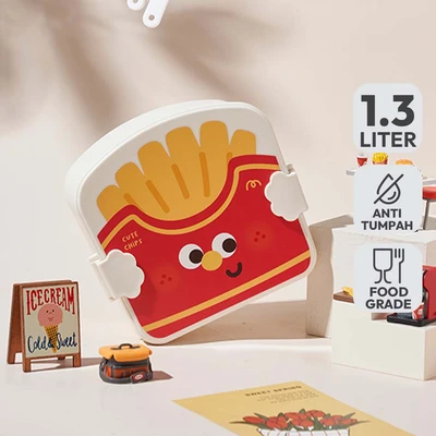 Gambar Ataru Kotak Makan 3 Sekat Chip 1.3 Liter - Krem