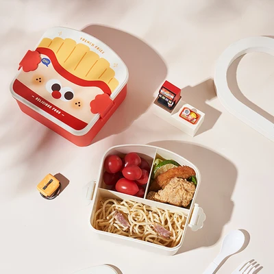 Gambar Ataru Kotak Makan 3 Sekat Chip 1.3 Liter - Krem