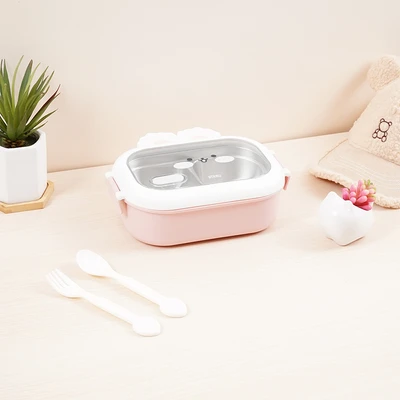 Gambar Ataru Kotak Makan 2 Sekat Rabbit 950 ml - Pink