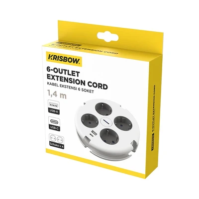 Gambar Krisbow Stop Kontak Disc 4 Soket Dengan USB-A & USB-C