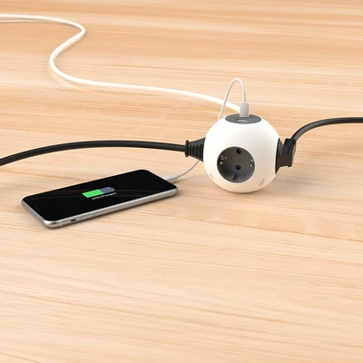 Gambar Krisbow Stop Kontak Globe 4 Soket Dengan USB-A & USB-C
