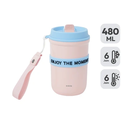 Gambar Kris Monday Mug Vacuum Flask Stainless Steel Dengan Sedotan 450 ml - Pink