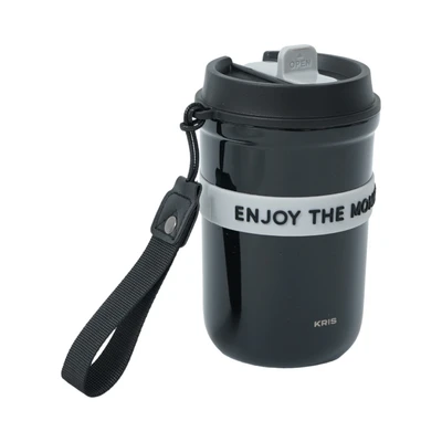Gambar Kris Monday Mug Vacuum Flask Stainless Steel Dengan Sedotan 450 ml - Hitam