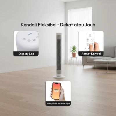 Gambar Krisbow Sync Smart Kipas Angin Berdiri WiFi DC Motor - Putih