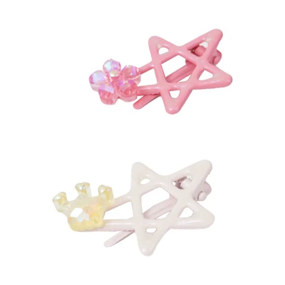 Gambar Ataru Jepit Rambut Star Outline Gem Set 2 pcs - Pink