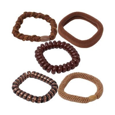 Gambar Ataru Ikat Rambut Box Combination Set 5 pcs - Cokelat