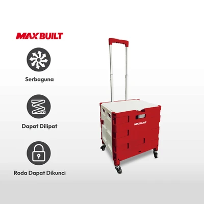 Gambar Maxbuilt Troli Lipat Portabel 4 Roda 25 Kg - Merah