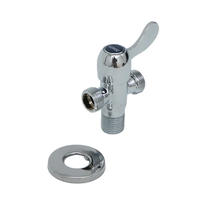 Gambar Acroz 1/2 Inci Stop Keran Dua Cabang Brass T3007-F84 - Silver