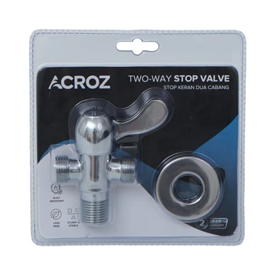 Gambar Acroz 1/2 Inci Stop Keran Dua Cabang Brass T3007-F84 - Silver