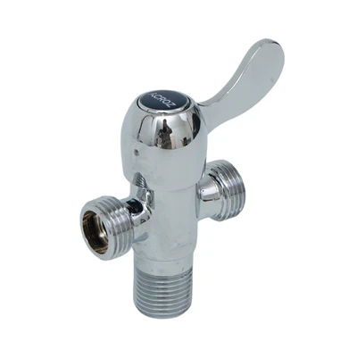 Gambar Acroz 1/2 Inci Stop Keran Dua Cabang Brass T3007-F84 - Silver