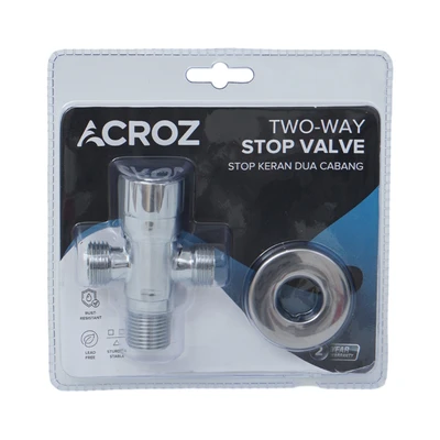 Gambar Acroz 1/2 Inch Stop Keran Dua Cabang Brass T3007-F110 - Silver
