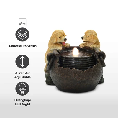 Gambar Arthome Dekorasi Taman Polyresin Puppies 38 cm