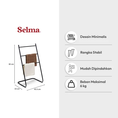 Gambar Selma Tessa Jemuran Handuk Free Standing - Hitam