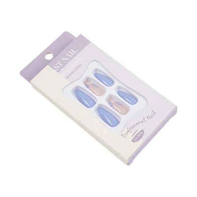 Gambar Ataru Kuku Palsu Flower Set 24 pcs - Biru