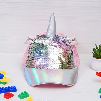 Gambar Ataru Topi Baseball Anak Unicorn Sequin - Pink