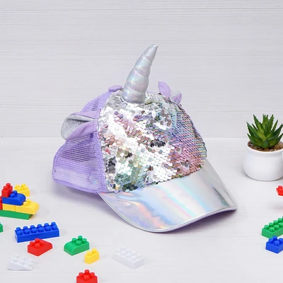 Gambar Ataru Topi Baseball Anak Unicorn Sequin - Ungu