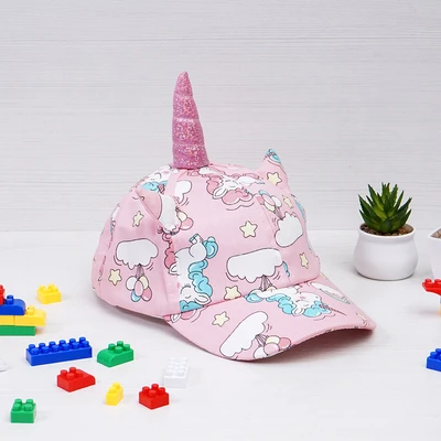Gambar Ataru Topi Baseball Anak Unicorn Pattern - Pink