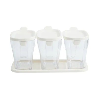 Gambar Kris Torio Tempat Bumbu Dapur Plastik 420 ml Set 3 Pcs Transparan
