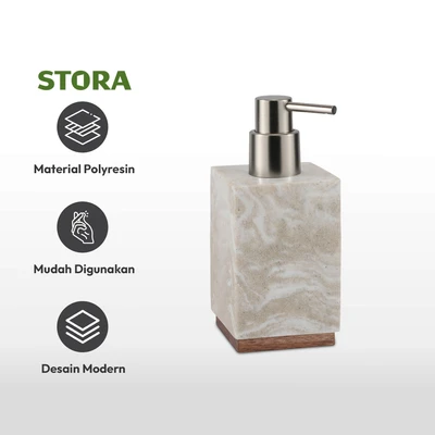Gambar Stora 7x7x16 cm Dispenser Sabun Cair Polyresin - Krem