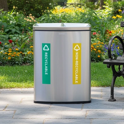 Gambar Krisbow Tempat Sampah Stainless Steel 2 Kompartemen Recycle 30 Liter - Silver