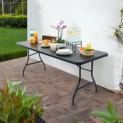 Gambar New Storm Meja Taman Lipat 182x76 cm - Hitam