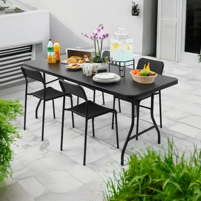 Gambar New Storm Meja Taman Lipat 182x76 cm - Hitam