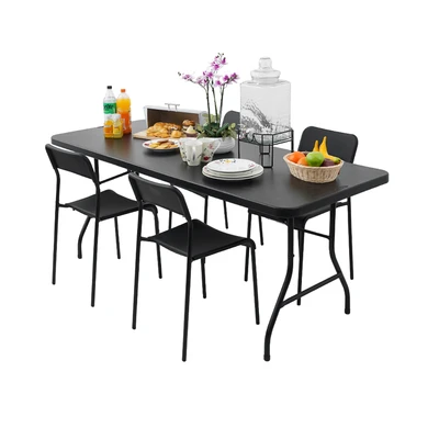 Gambar New Storm Meja Taman Lipat 182x76 cm - Hitam