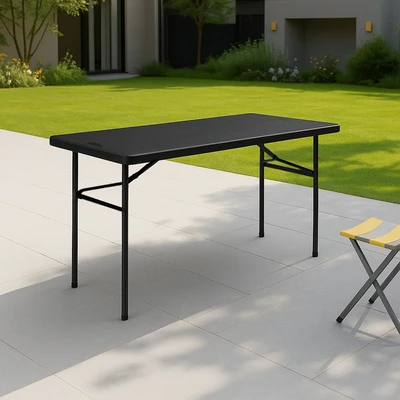 Gambar New Storm Meja Taman Lipat 122x61 cm - Hitam