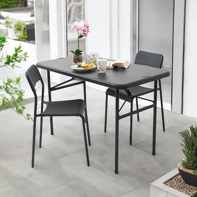 Gambar New Storm Meja Taman Lipat 122x61 cm - Hitam